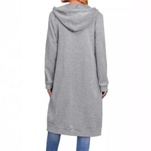 Women’s Long Cardigan – Hooded Drawstring Pocket Coat – Casual Spring/Autumn Layer