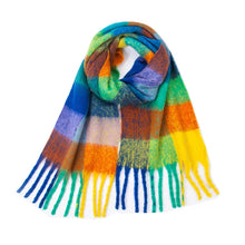 Women’s Cashmere Winter Scarf – Thick Warm Pashmina Shawl – Soft Rainbow Tassel Wrap