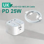 UK USB-C Charger 25W – Quick Charge PD Wall Adapter – Fast Travel Power for iPhone & Android