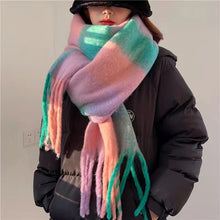 Women’s Cashmere Winter Scarf – Thick Warm Pashmina Shawl – Soft Rainbow Tassel Wrap