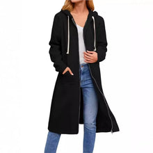 Women’s Long Cardigan – Hooded Drawstring Pocket Coat – Casual Spring/Autumn Layer