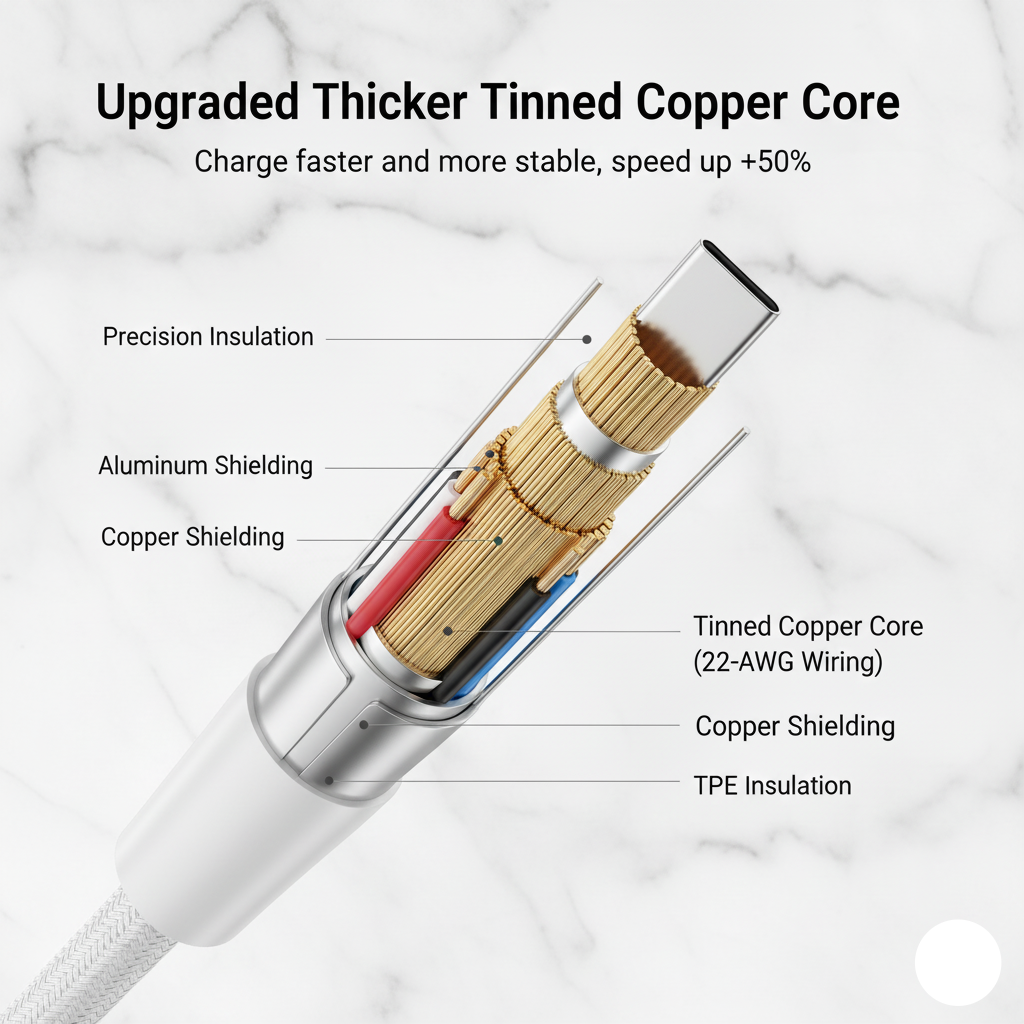 Diagram of a cable with labeled components on a light gray background