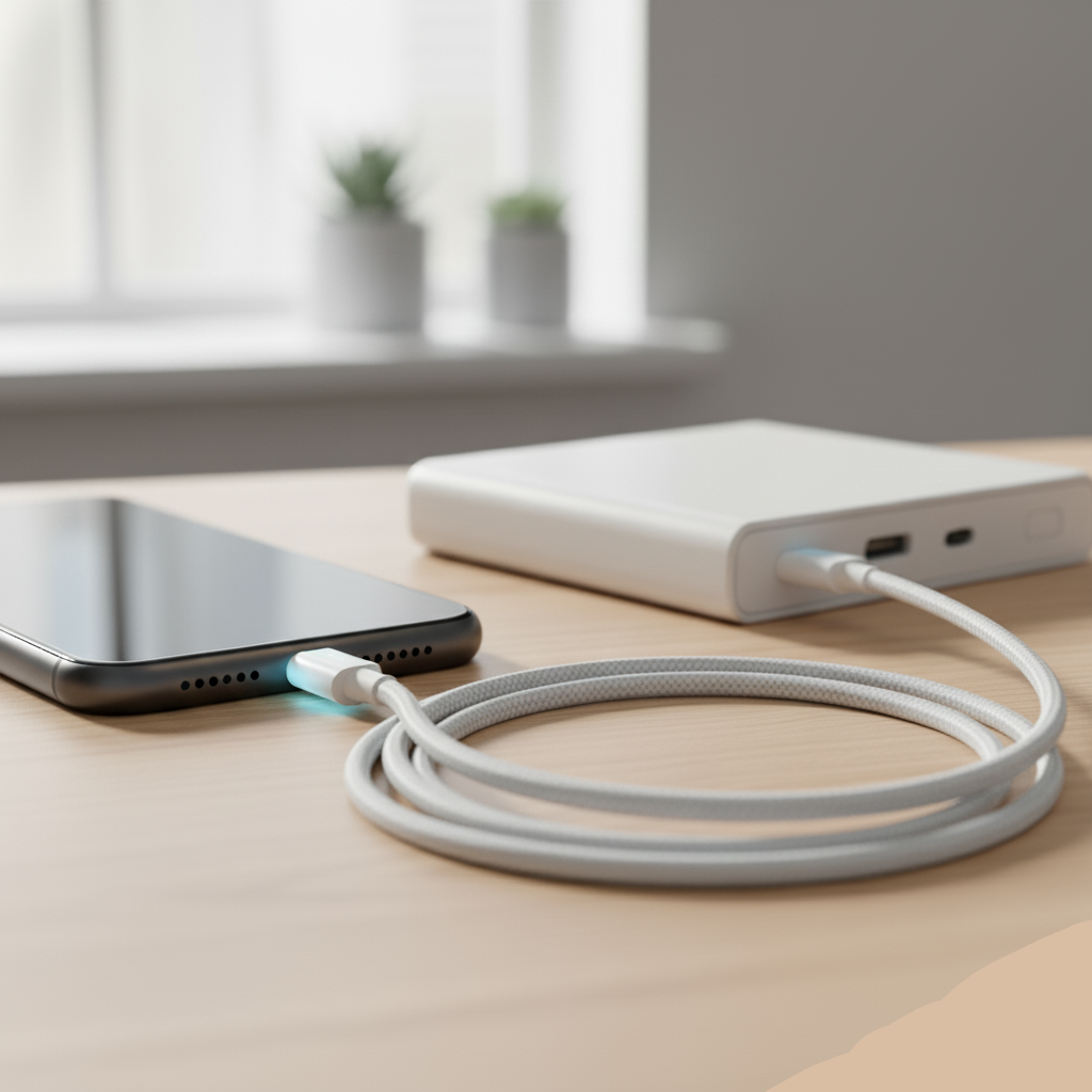 USB-C to USB-C Cable 1m Braided - Fast Charging 6A - White